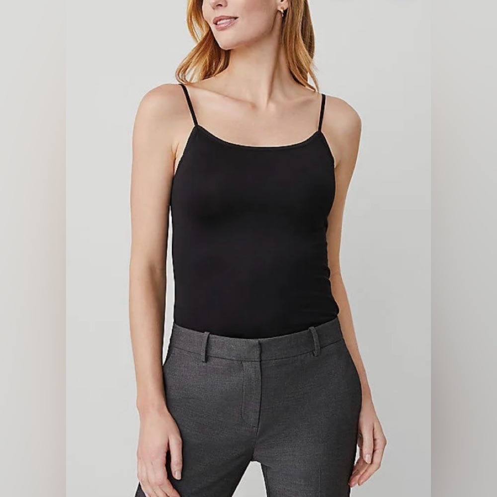 NWT Ann Taylor Basic Stretch Cami Size M Black Layering Adjustable Classic